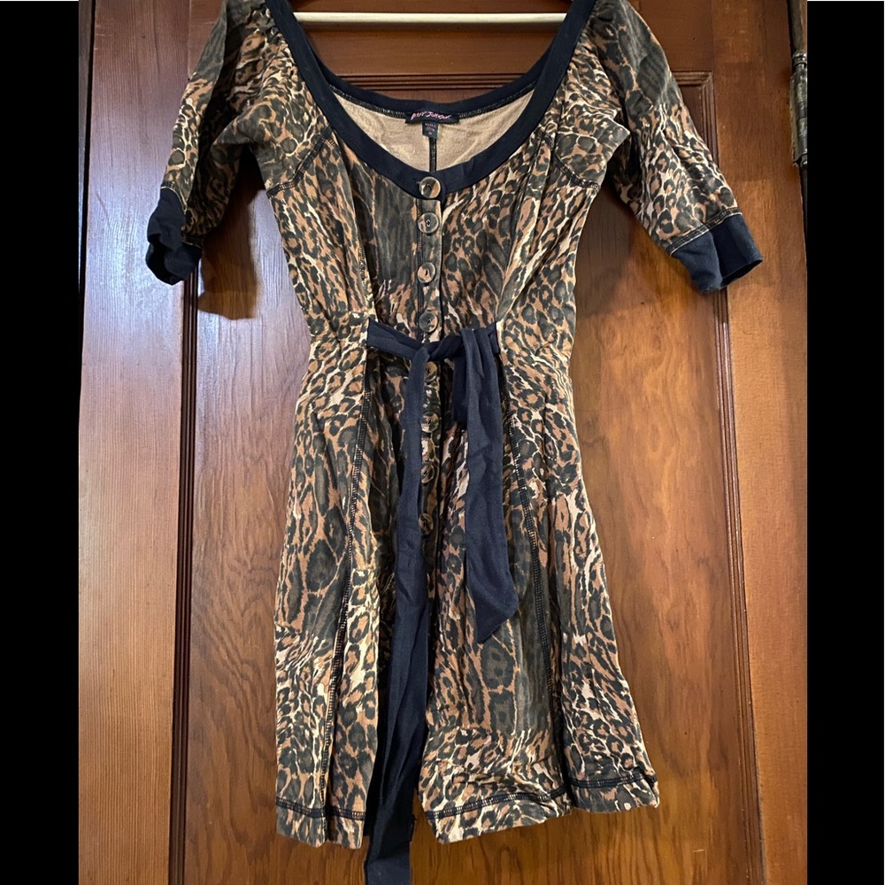 Betsey Johnson leopard print button down dress